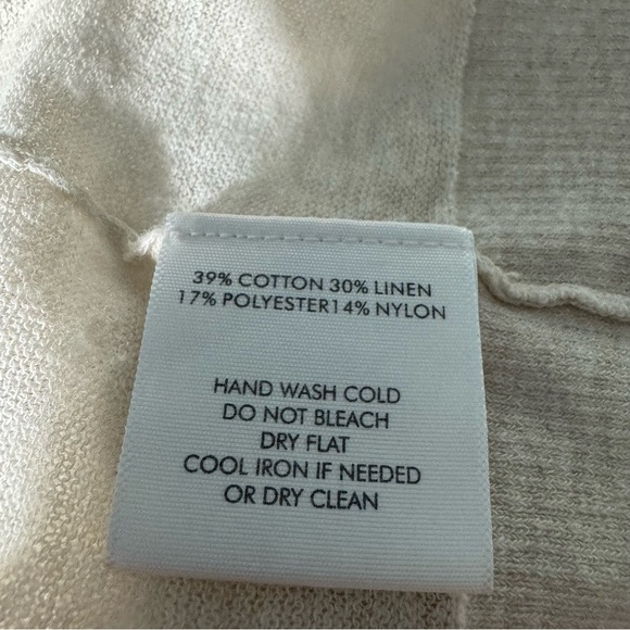 White + Warren Open Cardigan Cotton/Linen Blend Breathable Ivory Size XS - Picture 9 of 11